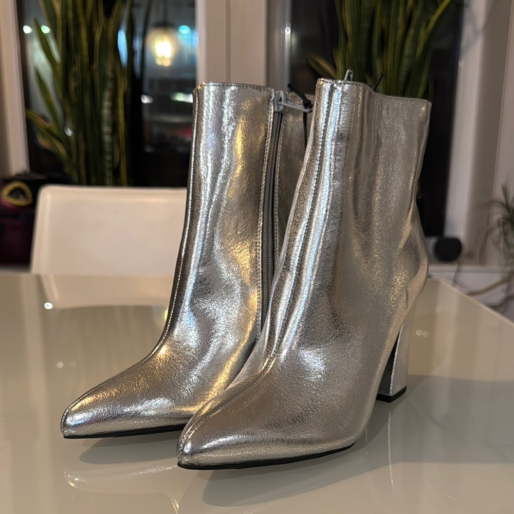 Madden NYC Silver Ankle Boots - sizes 6, 7 or 8.